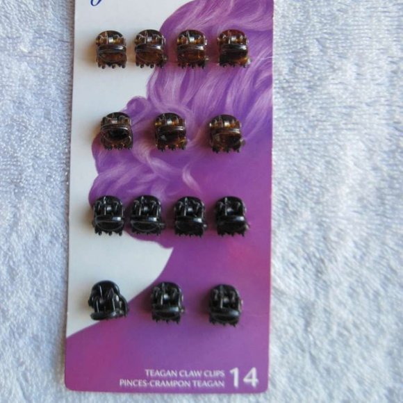 14 Goody Teagan Micro Claw Hair Clips Tortoiseshell Brown Black Small Tiny Jaw - Picture 1 of 6